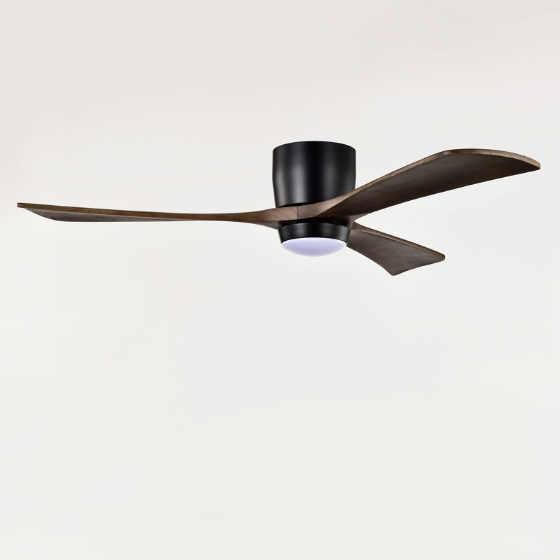 Ventilateur de plafond encastré à pales en bois massif avec lumières, télécommande, moteur à courant continu silencieux, 6 vitesses, ventilateur de plafond réversible