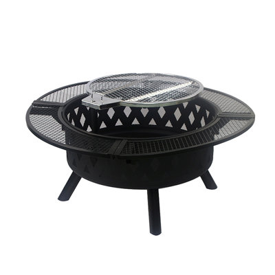 Foyer extérieur de 39 po, bol extérieur pour barbecue au bois, table ronde en acier pour pique-nique sur le patio