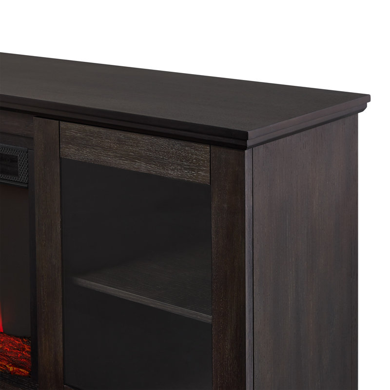 Benjamin 81" Landscape TV Stand with Electric Fireplace by Real Flame, Weathered Wood, Standard