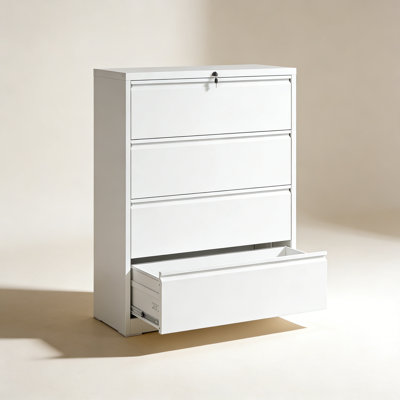 Lateral Metal File Cabinet 4 Drawer, Filing Cabinet with Lock by Latitude Run