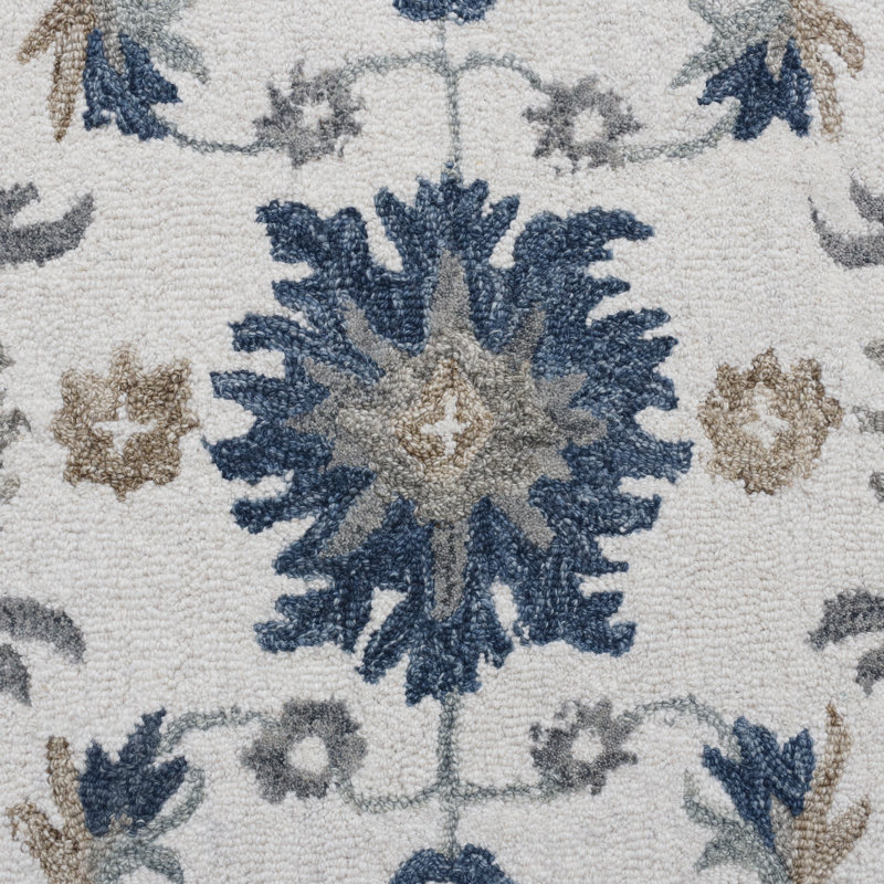 Tapis bleu / gris en laine touffeté à la main Charta, Rectangle 9 pi x 12 pi