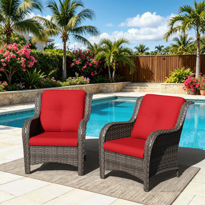 2-Person Polyethylene (PE) Wicker Outdoor Lounge Armchair with Cushions