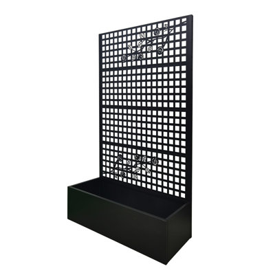 Boîte à fleurs en métal avec treillis H 70,9 po x l 43,3 po x P 15,8 po - Lit de jardin surélevé avec panneaux d'intimité en treillis pour la décoration du patio