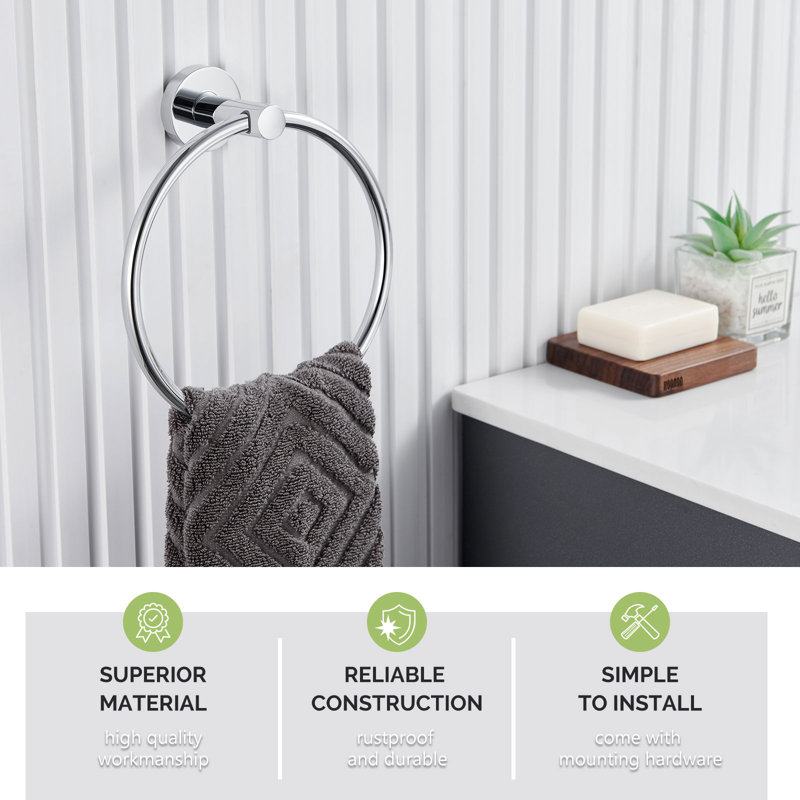 Modern Chrome Wall Mounted Towel Ring with Starlight Finish