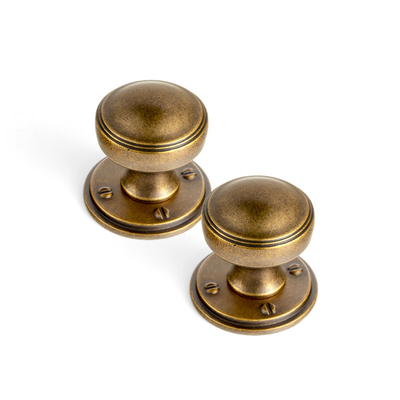1.2''Diameter Classic Solid Metal Mushroom Cabinet Knob with round Backplate-G015Y, Antique Brass