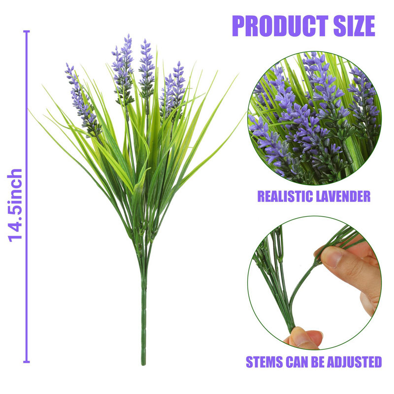 12 paquets de plantes artificielles d'extérieur en fausse lavande
