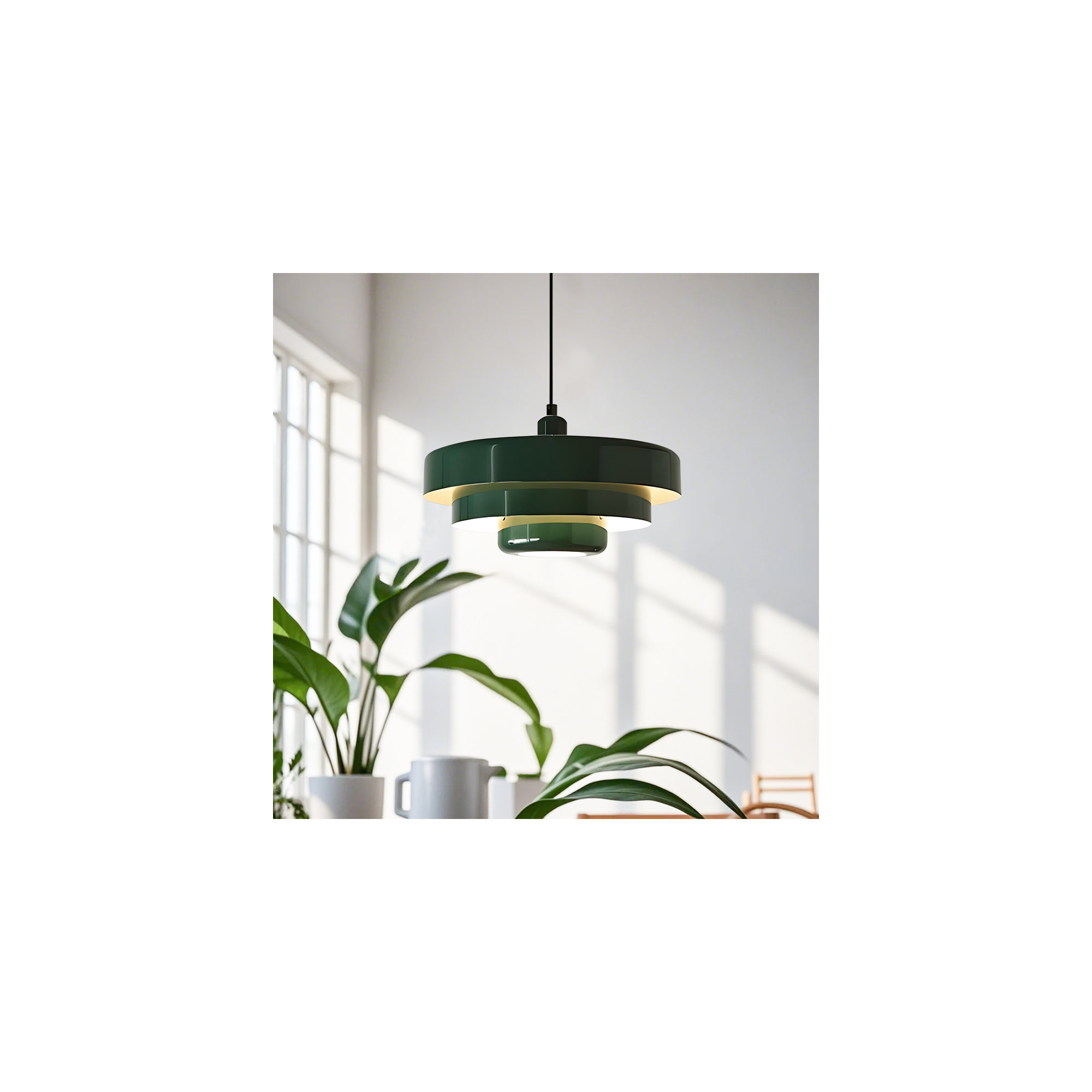 Epone 0 Light Iron Pendant, Dark Green