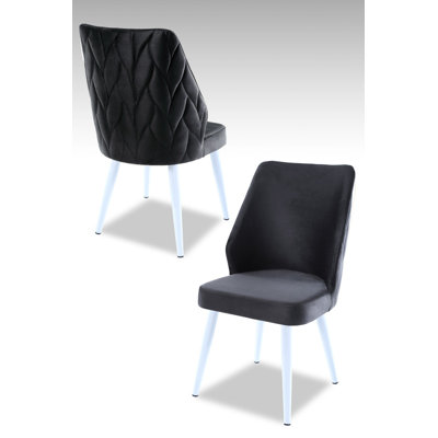 Modern Chair Set (2 Pieces), Anthracite & White, 18.9 x 35.4 x 16.9 inches | 100% Melamine Coated Particle Board, 1.0 inches Thick | Soft 100% Polyester Fabric, Sturdy Metal Legs | Perfect for Contemporary Living Spaces