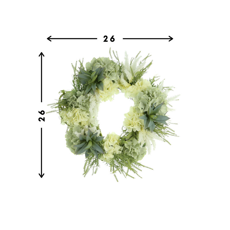 26" Hydrangeas, Pampas And Succulents Wreath