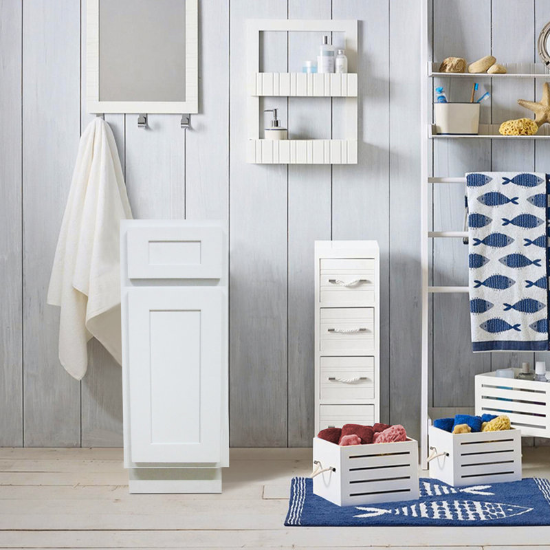 Heyward Single Bathroom Vanity Base Only, White, 32.5" H x 12" W x 21" D