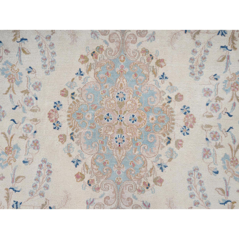 Tapis persan 11 pi 10 po x 14 pi 2 po blanc albâtre rétro, propre et doux, velours complet, 100% laine, noué à la main, côtés et extrémités sécurisés, très grand tapis oriental, très grand