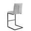 Tabouret de bar gris séduisant avec rainure verticale, structure en métal noir pour îlot de cuisine, 2 cadres carrés élégants-1505430118