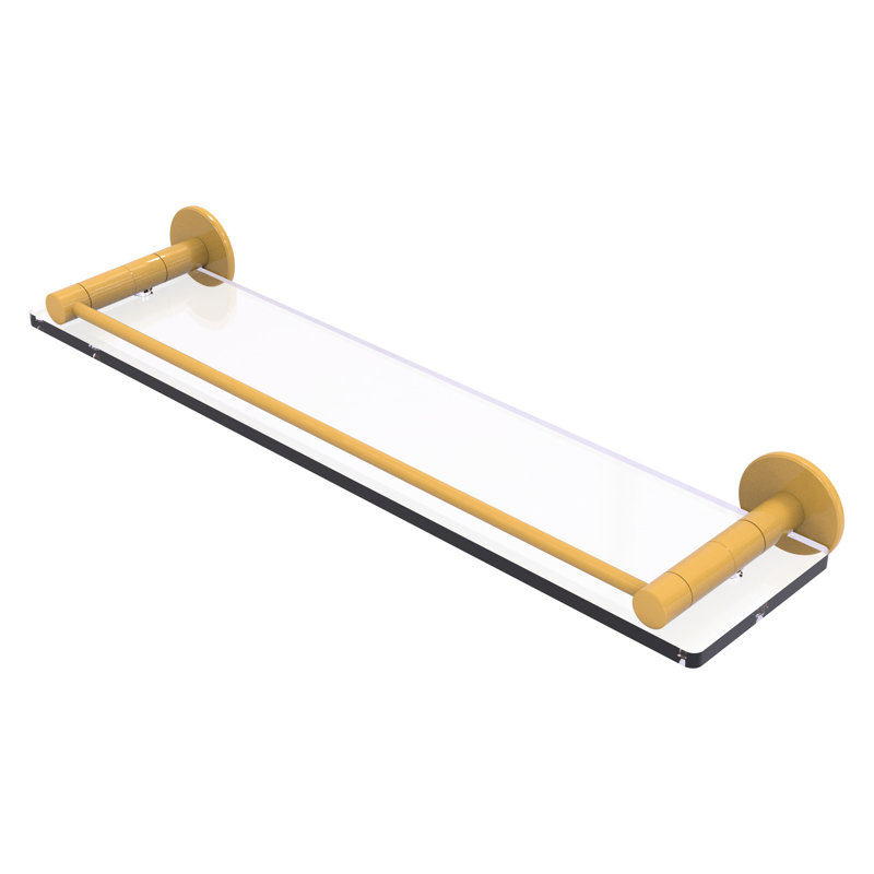 Tablette en verre avec rail de meuble-lavabo Fresno, H 2 po x l 22 po x P 5 po, Or espagnol