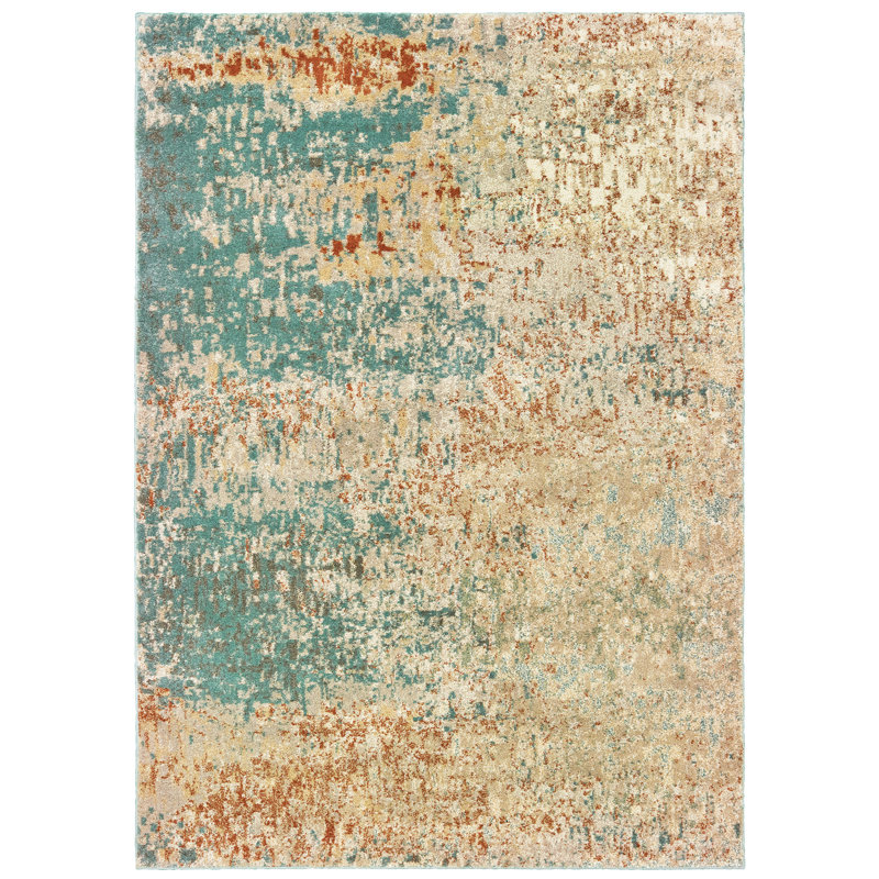 Tapis abstrait bleu / orange Ernie, Rectangle 2 pi x 3 pi