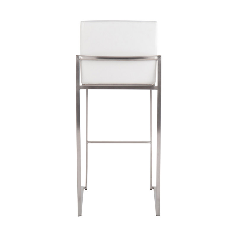Tabouret de bar contemporain à haut dossier, Argent, Blanc, 2