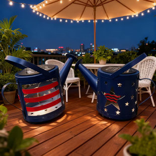 2pcs Solar Watering Can Light with Adjustable Shepherd Hook, Metal Solar Lanterns Garden Lights for Outdoor Garden Yard Decor (Set of 2)
