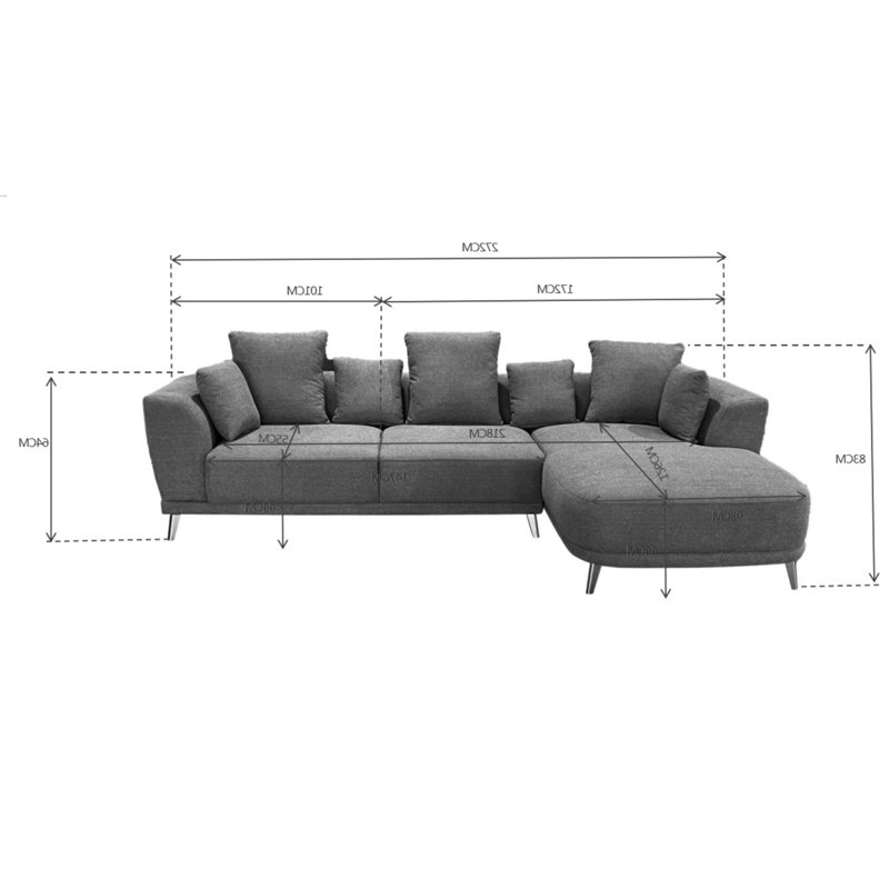 3 Seater Sofa Bed, Left Hand Facing, Grey