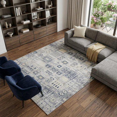 Tapis ivoire noir et doré 9 pi x 12 pi 9 po