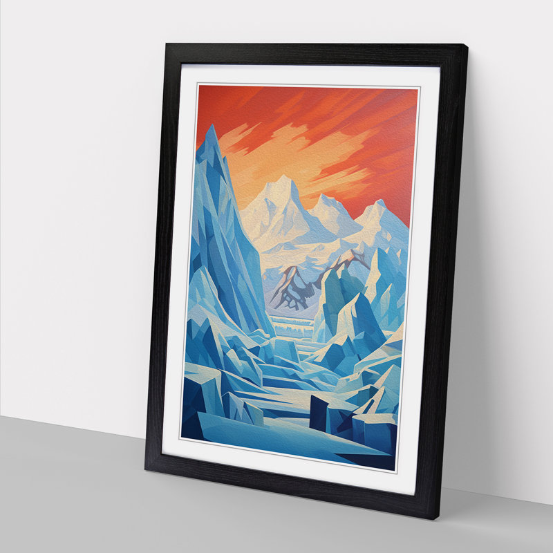 Glacier Constructivism - Framed Print, Black, 34cm H x 25cm W x 2cm D