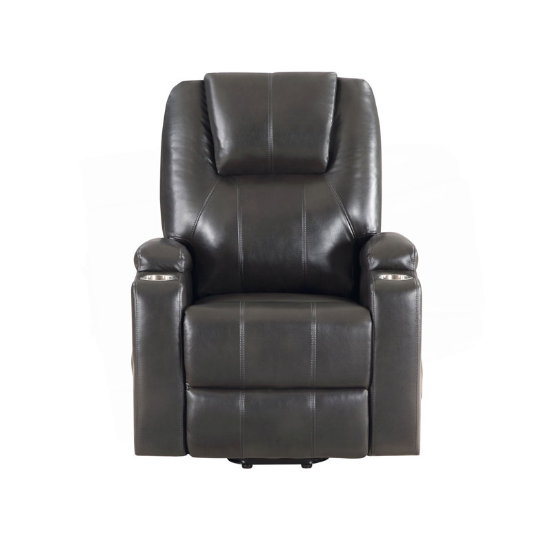 Fauteuil inclinable en cuir gris acier avec relevage et massage