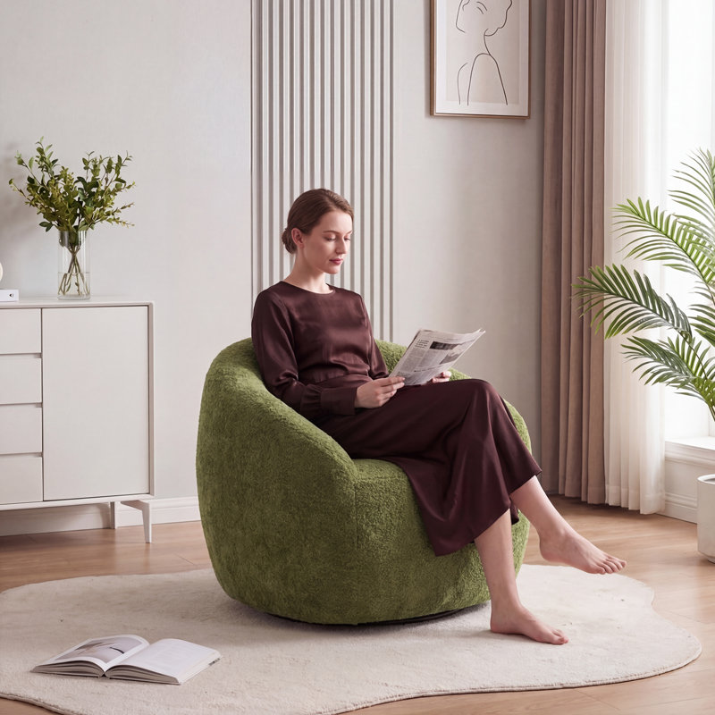 Fauteuil demi-tonneau pivotant rembourré, Vert
