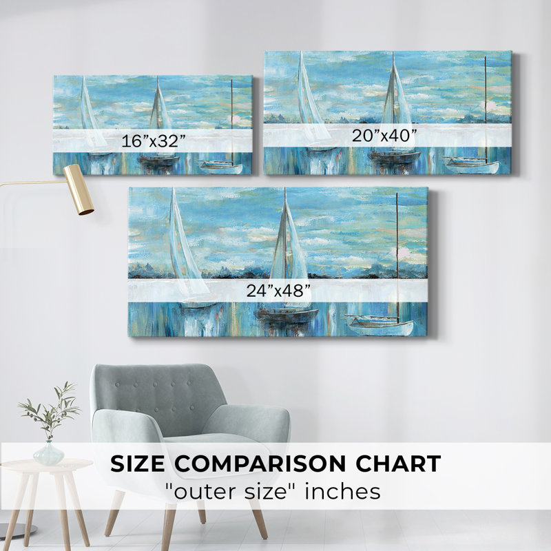 Soirée sur la baie - Toile tendue avec châssis - Prêt à accrocher, H 24 po x l 48 po