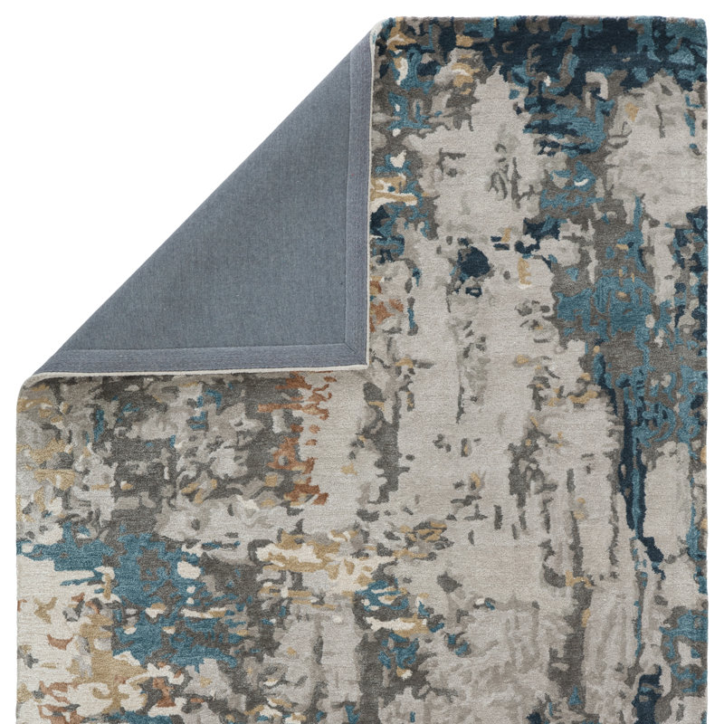 Tapis bleu foncé / gris touffeté à la main Bristow, Rectangle 2 pi x 3 pi