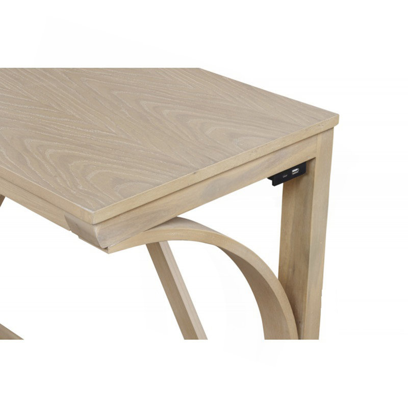 Ensemble de comptoir 3 pièces en bois naturel avec ports USB double