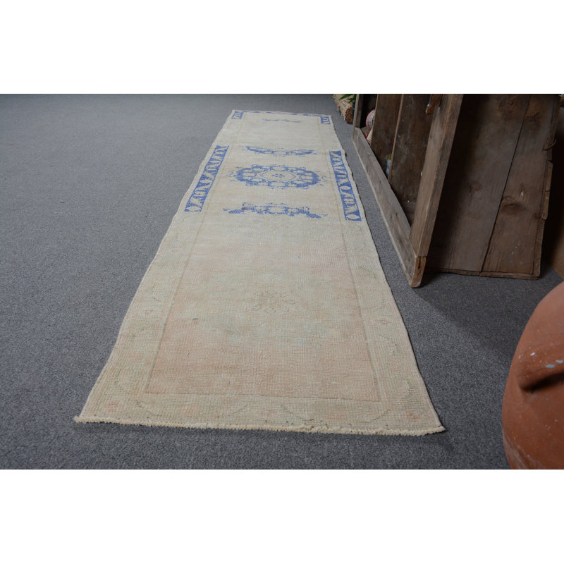 Tapis turcs, tapis rétro, tapis froids, tapis de chambre bleu, tapis de couloir de 2,3 x 10 pi, tapis tissé à plat