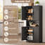 Armoire de cuisine noire avec portes et tablettes réglables, unité de rangement autoportante de 70 pouces de hauteur pour le salon, la salle à manger ou la salle de bain-558704320