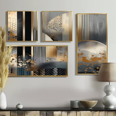 Formes et lignes abstraites marbre IV - art mural moderne 4 pièces