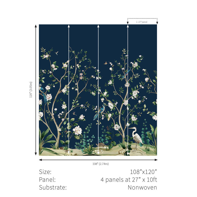 Amarveer Floral Wallpaper, Admiral Blue