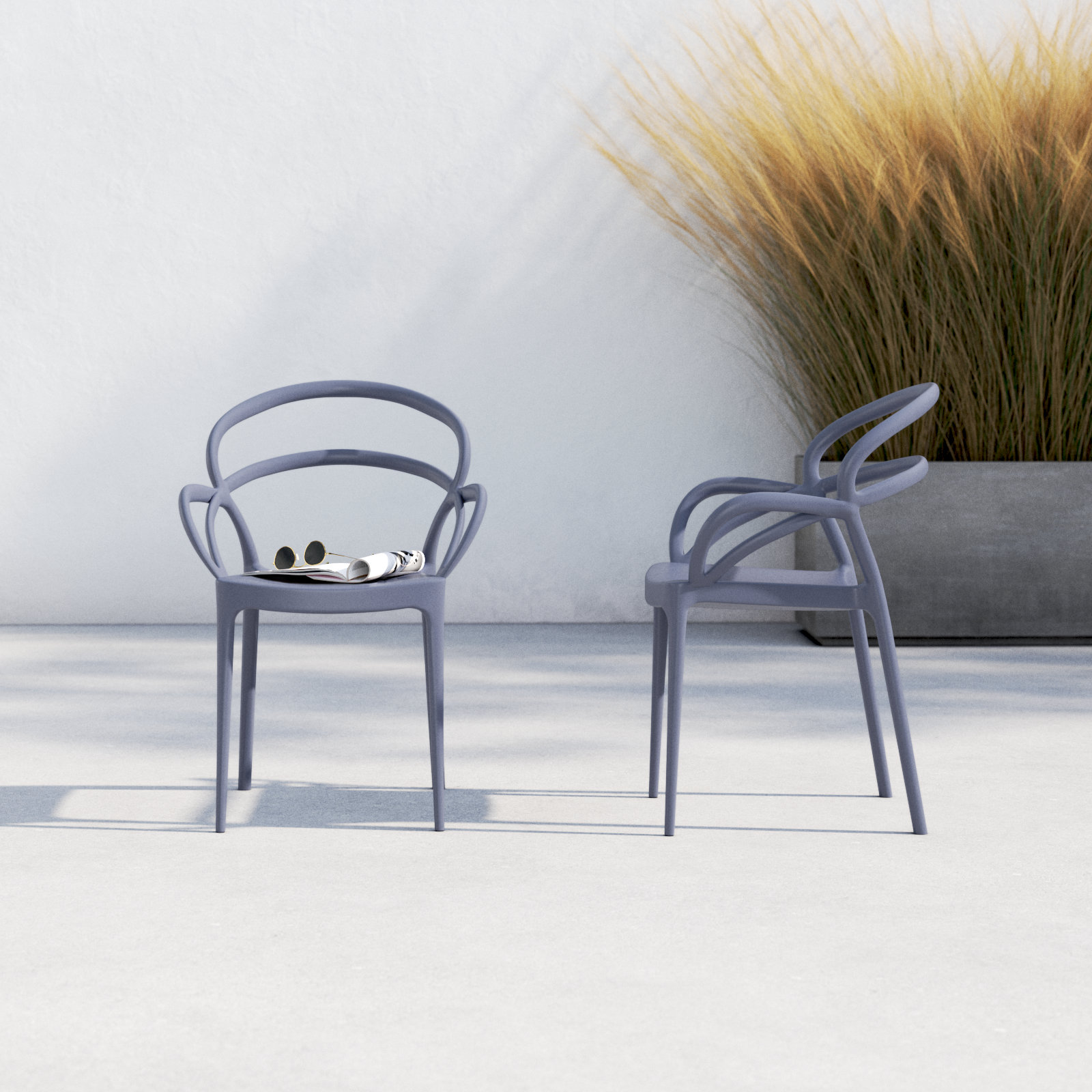 Farrah Stackable Patio Armchair, Dark Gray