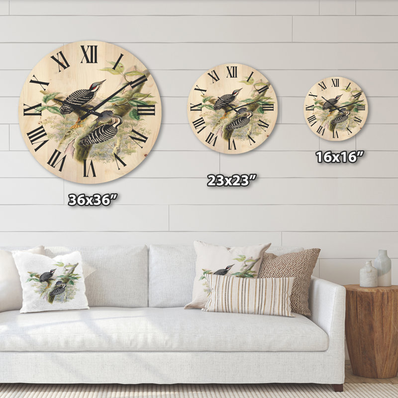 Horloge murale oiseaux en bois, Grand