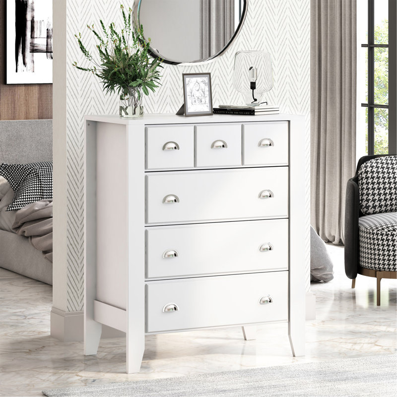 Commode de rangement en bois avec tiroirs Christepher, Blanc