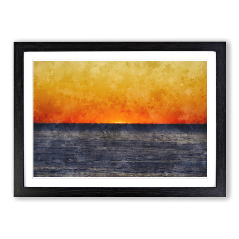 An Orange Sunset - Picture Frame Painting, Black Framed, 33cm H x 45cm W x 2cm D