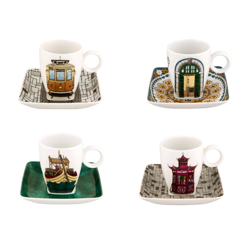 Ensemble 4 pièces tasse à café et soucoupes Alma De Porto