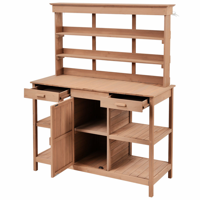 Grande table de rempotage en bois 66 po, Brun