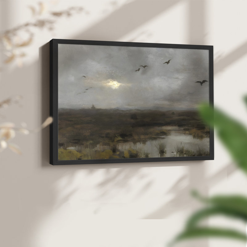 Paysages rétro-Dxli - reproduction encadrée, H 11 po x l 14 po, Noir