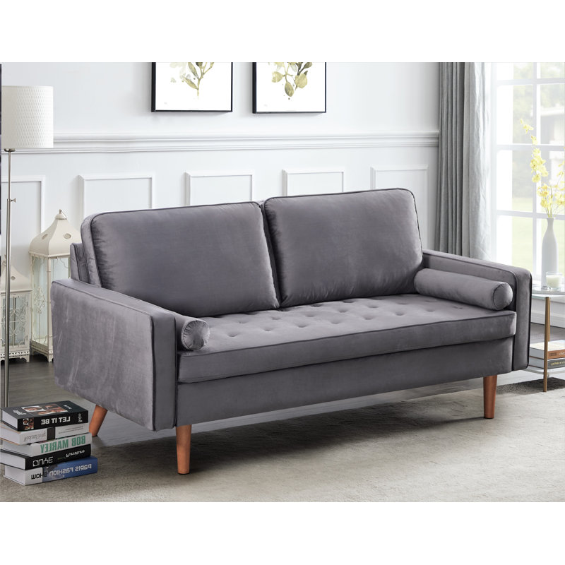 Edora 69.6'' Velvet Sofa, Gray Velvet