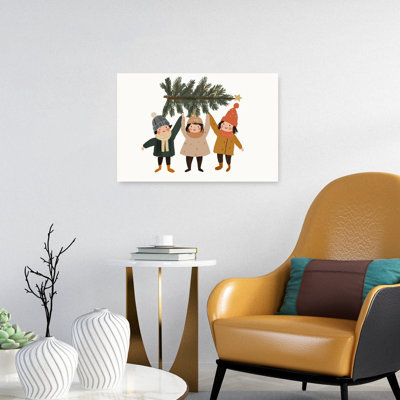 Cozy Kids Christmas Tree Abstract Contemporary Christmas Tree Pine Tree Fir Winter Landscape Wall Art Print 1 Piece Wrapped Canvas Wall Art