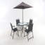 Ensemble de salle à manger d'extérieur pour 4 personnes, ensemble de table et chaises en métal avec parasol