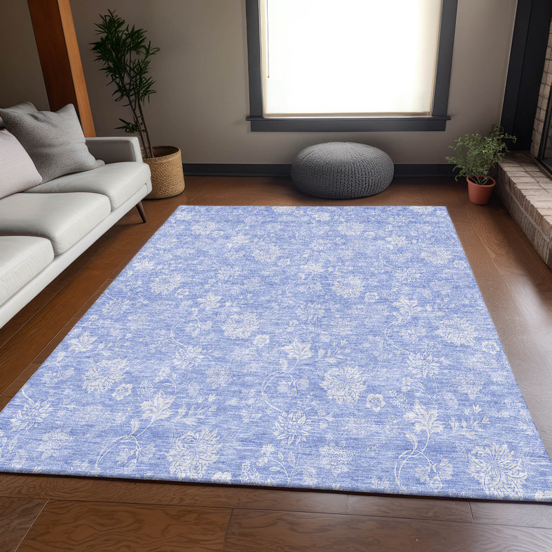 Premium Machine Washable Prisco Sky Rug, Rectangle 10' x 14'