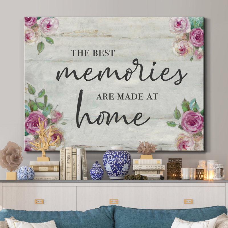 Memories at Home - Reproduction d'art textuel sur toile tendue, H 32 po x l 24 po x P 1 po