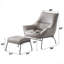 Fauteuil d'appoint et repose-pieds en cuir fleur-972921522