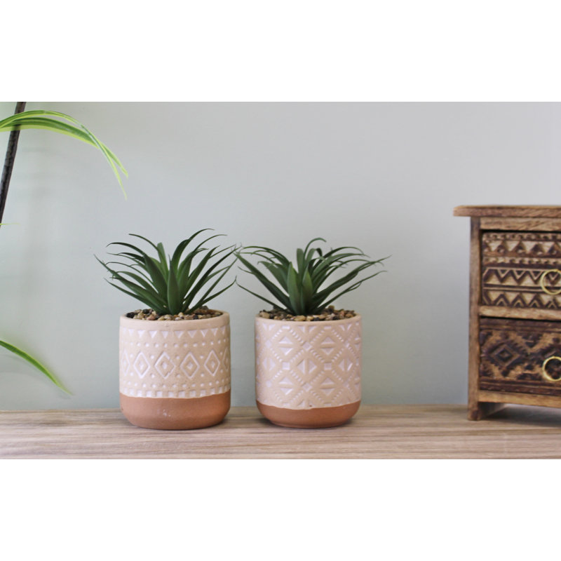 18cm Faux Succulent Plant in Ceramic Pot