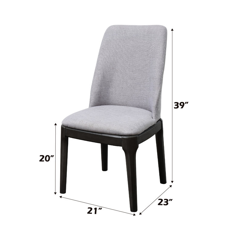 Chaises d'appoint grises en lin et chêne gris (2) - dossier haut, profondeur de 27 po avec dossier rembourré et siège rembourré de 22 po de hauteur