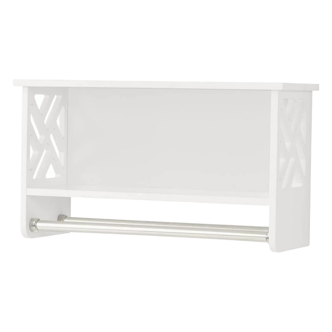 Lund 25" Wide Wooden Wall Mounted Bath Shelf with 2 Towel Rods and 1 Shelf Andover Mills™