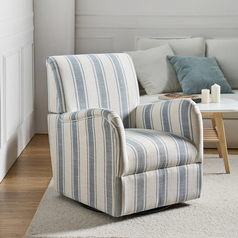 Arching 28'' Modern Farmhouse Wide Swivel Armchair, Blue