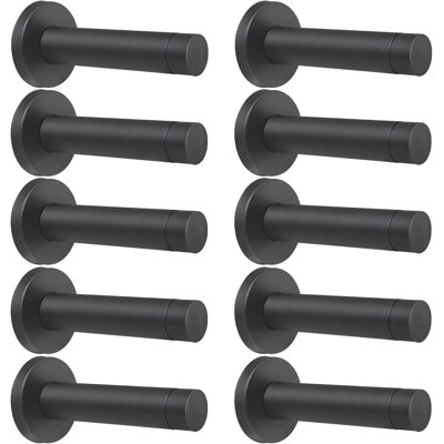 10Pcs Door Stop, 3.5 Inch Heavy Duty 304 Stainless Steel Door Stopper With Rubber Tips Bumper,Matte Black